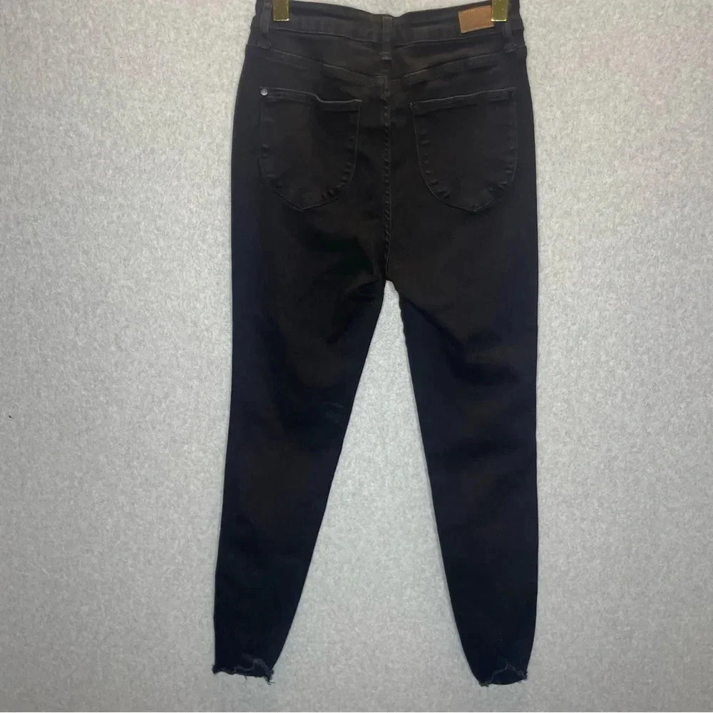 Judy Blue Black Raw Hem High Waisted Skinny Jeans - Picture 2 of 4